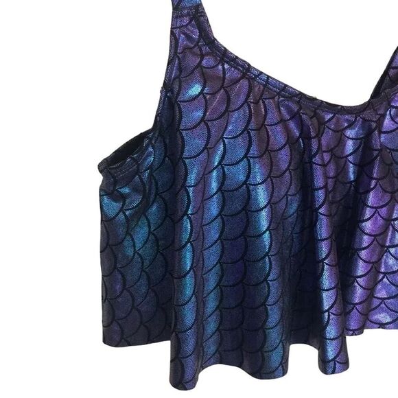 Torrid Purple Iridescent Mermaid Wireless Flounce Bikini Top Size 1 Women’s - Picture 4 of 15